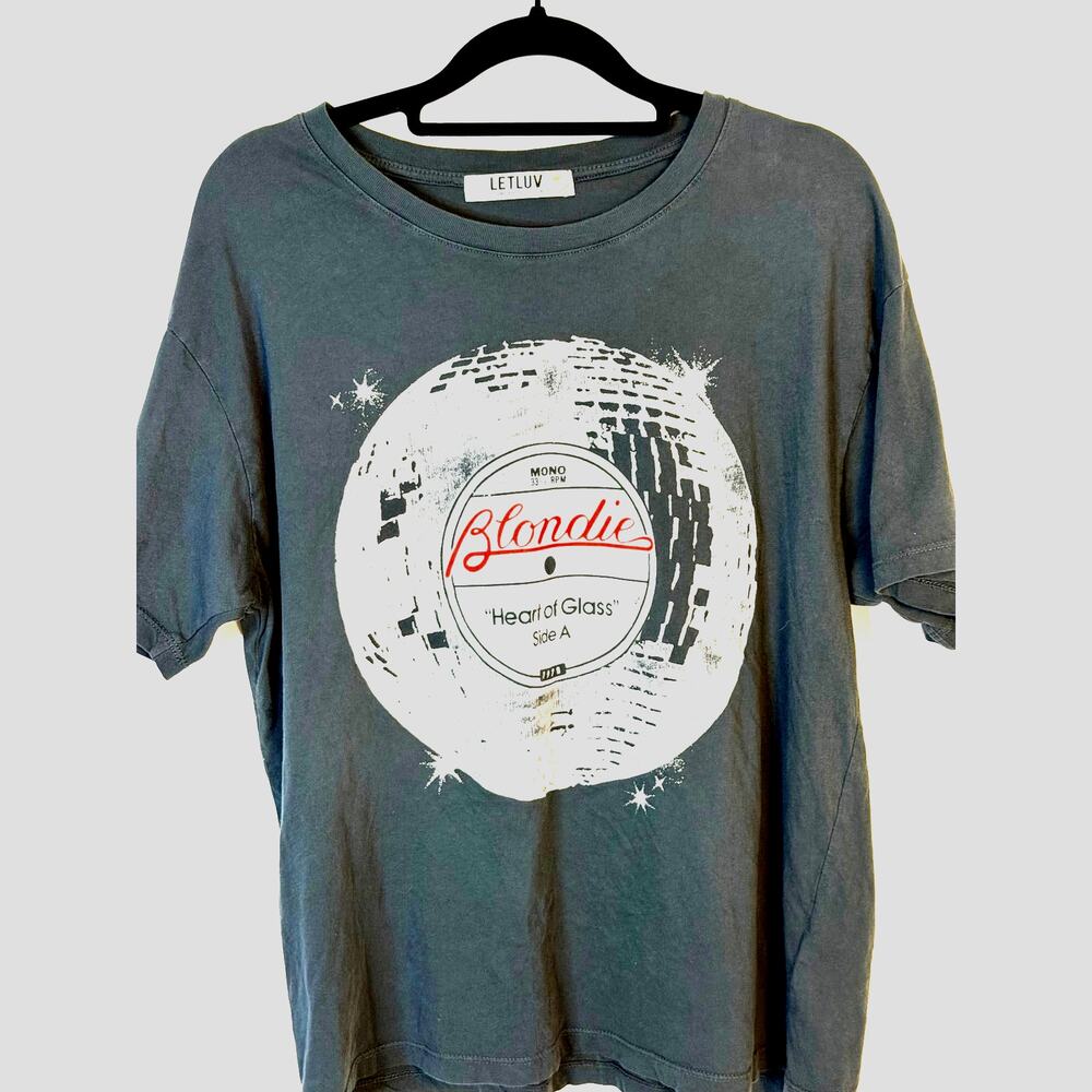 LETLUV for Anthropologie Blondie Heart of Glass Disco Ball Graphic Tee Size S - Picture 2 of 5